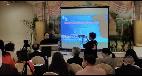 ▲滕红丽教授作《民族医药非物质文化遗产技术传承与临床应用》演讲 ▲滕红丽教授作《民族医药非物质文化遗产技术传承与临床应用》演讲
